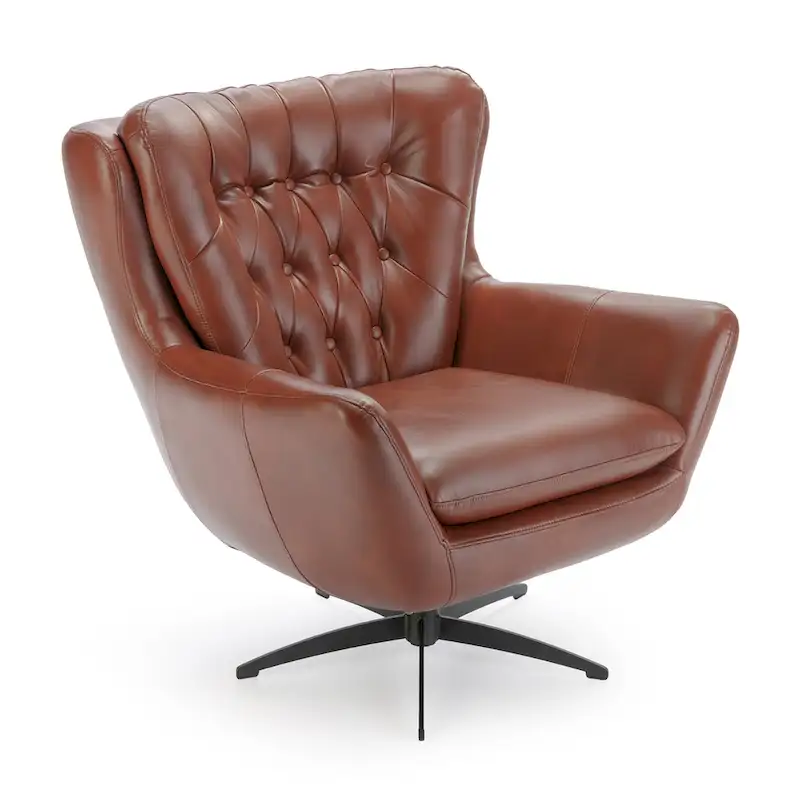Cleveland Tufted Faux Leather Swivel Chair by Greyson Living