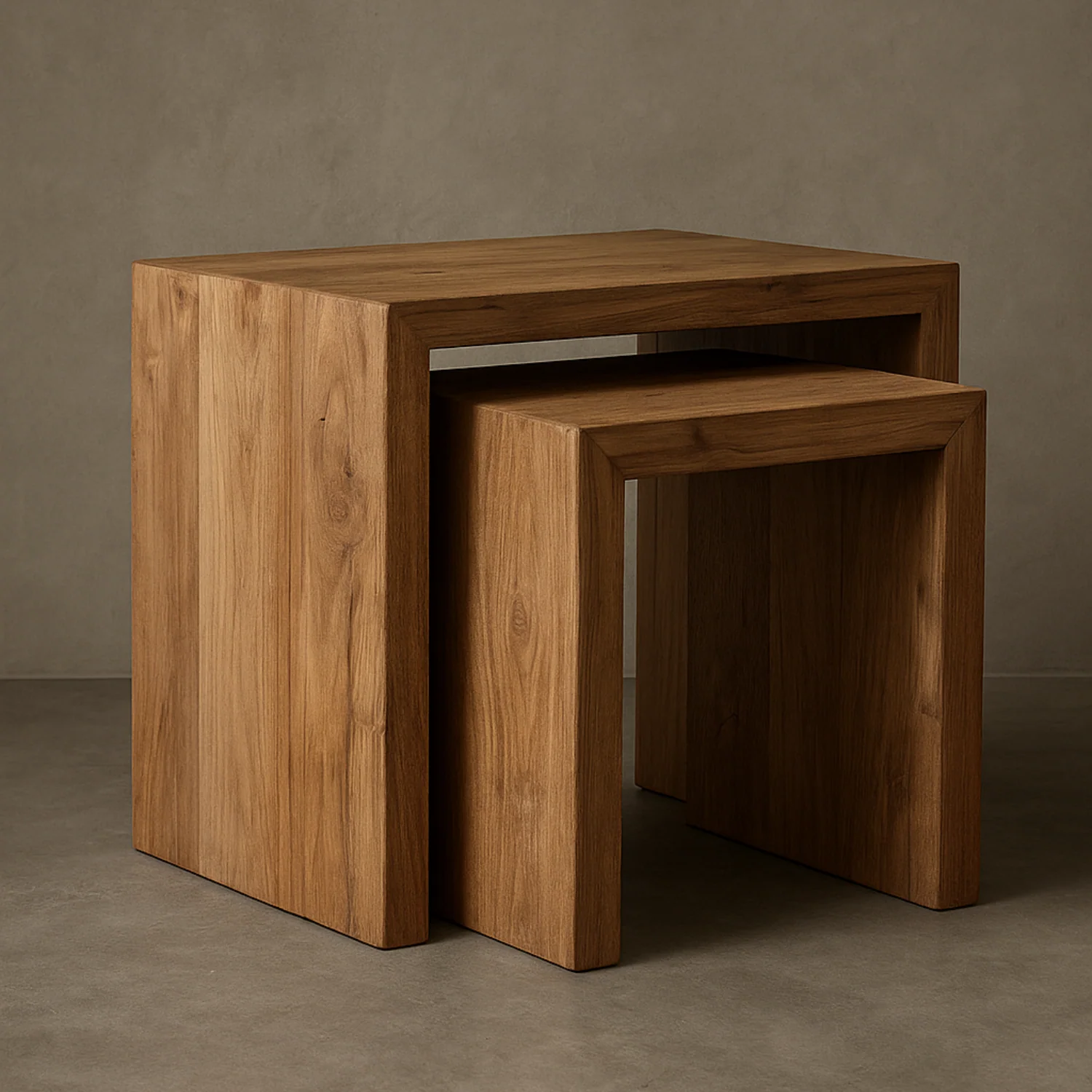 Rustic Teak Side Table with Nesting, Reclaimed