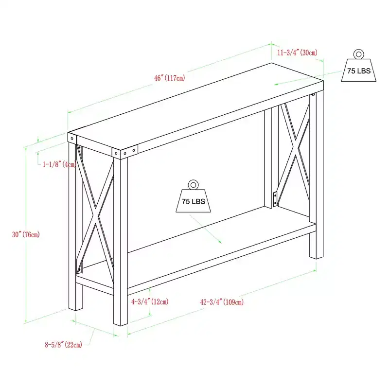 Sophie Rustic Industrial X Frame Entry Table - Saracina Home
