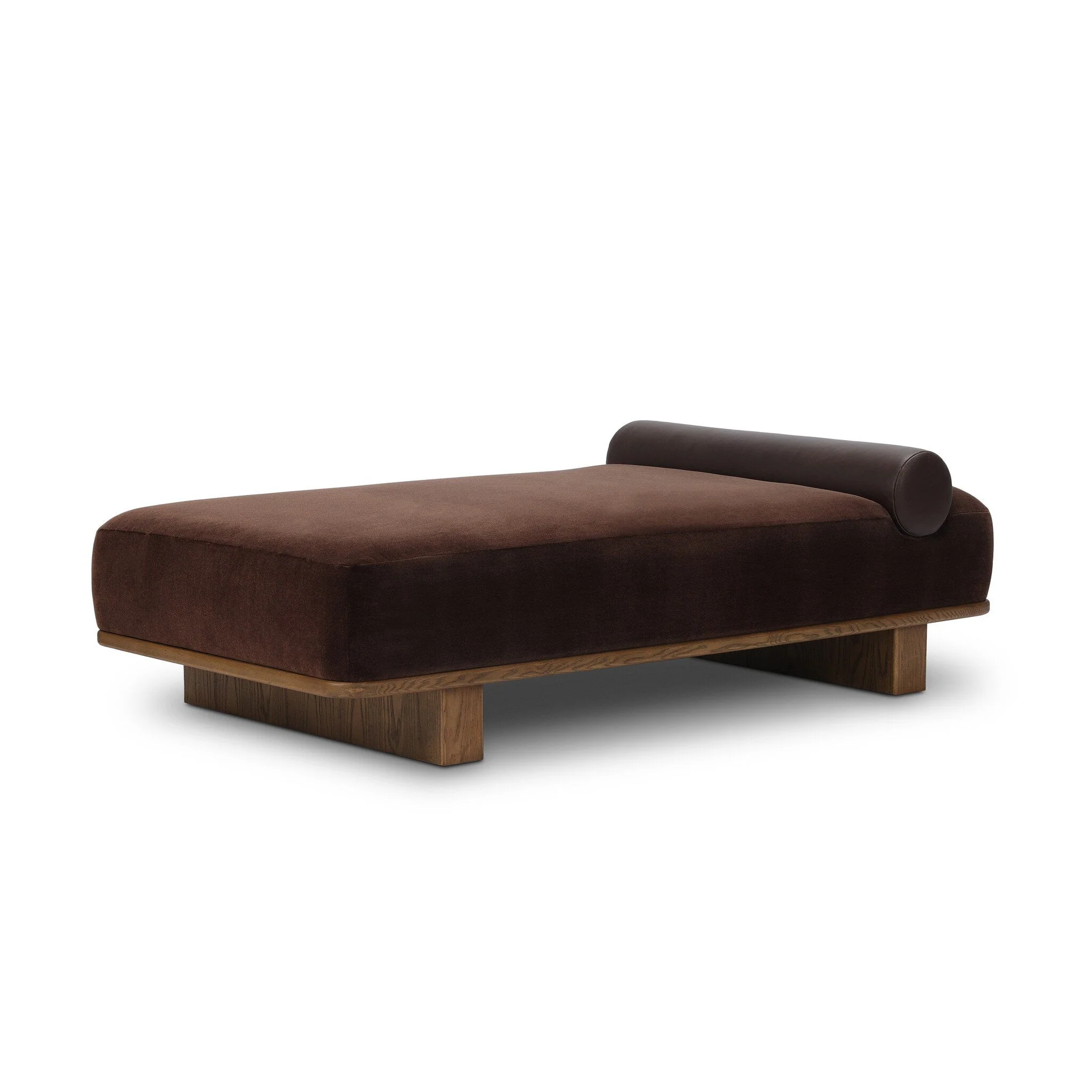 Rounded Wood Base Track Arm Midcentury Upholstered Sofa