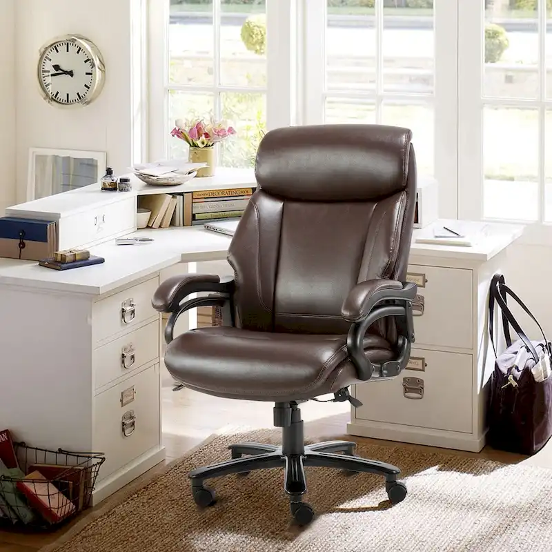 High Back Ergonomic Office Chair – Classic Brown / Classic Black / Diamond Black / Diamond Brown, S-Curve Lumbar, 400 lb Capacity, Seats 1