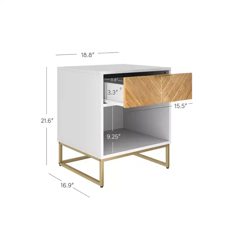 Nathan James Set of 2 Kensi Wood Herringbone Nightstands