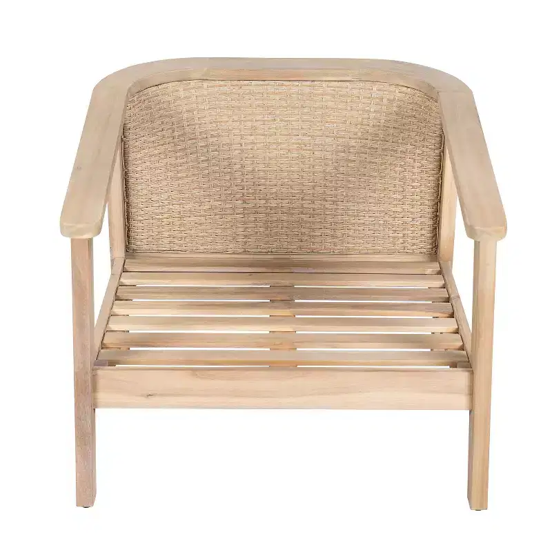 Christopher Knight Home Valentina Modern Acacia Wood Patio Club Chair with Cushion and Wicker Design