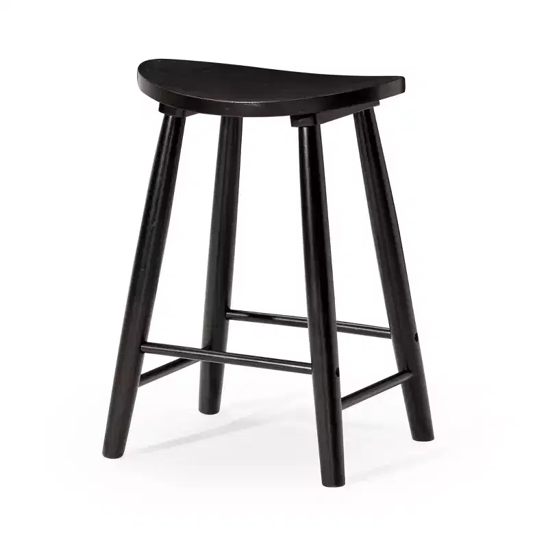 Backless Wooden Counter Stool with Faux Leather Seat – 25