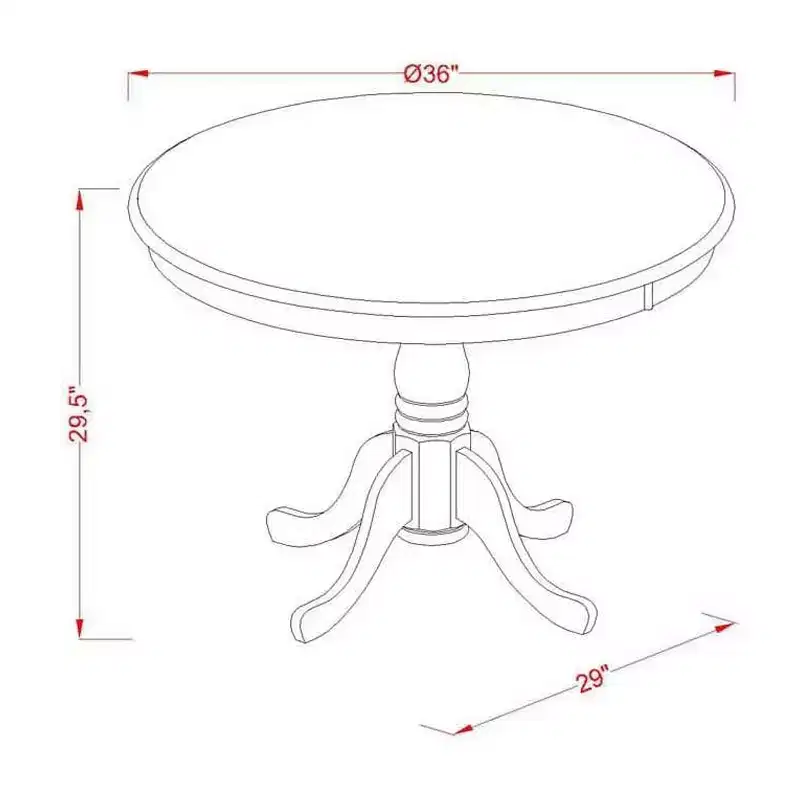 Dining Table Made of Rubber Wood, 36 Inch Round