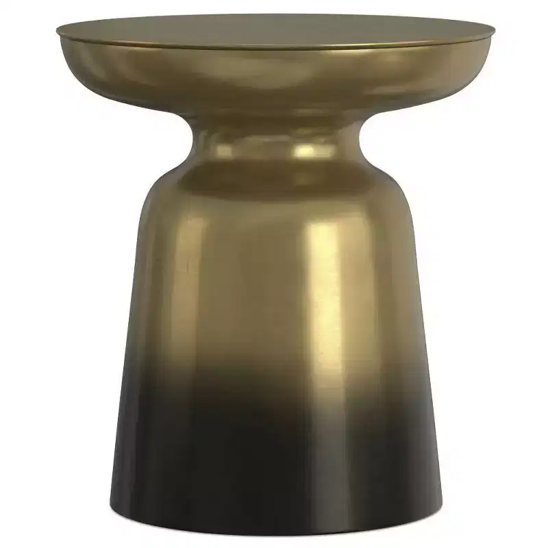 Round Metal Accent Side Table – Silver / Gold / Antique Copper / Gold-Black Ombré – 1 Piece