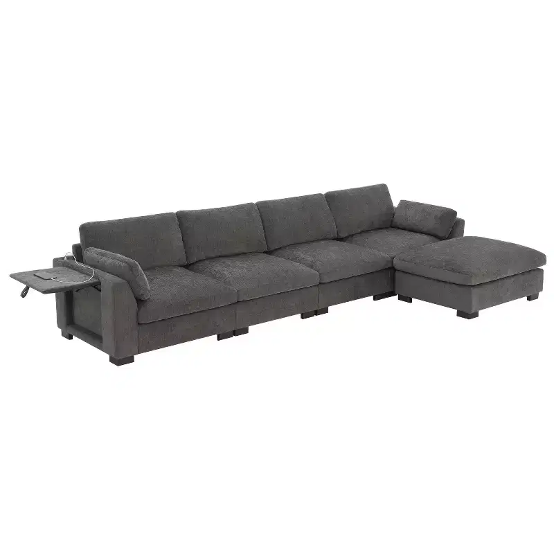 Merax 5-Seat Chenille Upholstery L-Shaped Modular Sectional Sofa