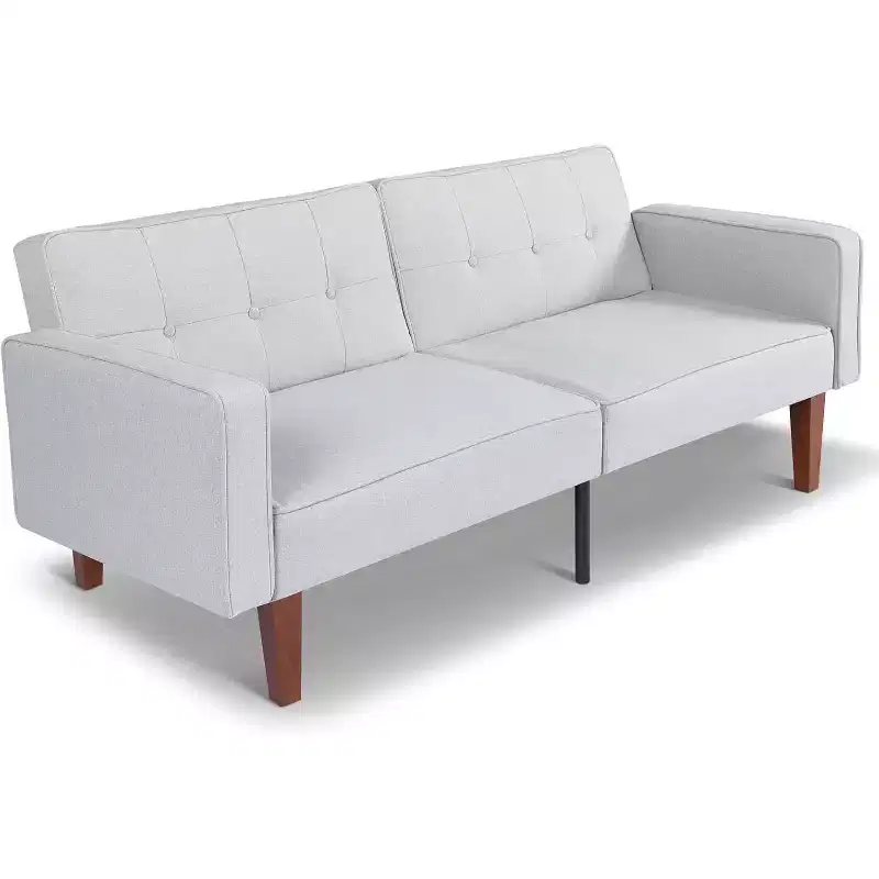 Zevemomo Convertible Sofa Bed With Adjustable Backrest,Functions As A Recliner And Loveseat,Foam And Spring Cushions,White