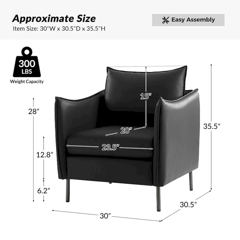Christopher Modern Anti-scratch Fabric Armchair with Black Metal Legs Set of 2 by HULALA HOME