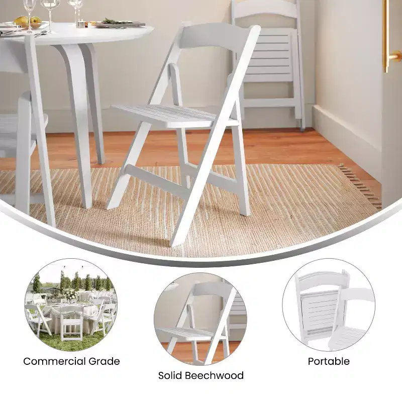 Early American Wood / Oak / White Solid Wood Folding Dining Chair – Seats 1
