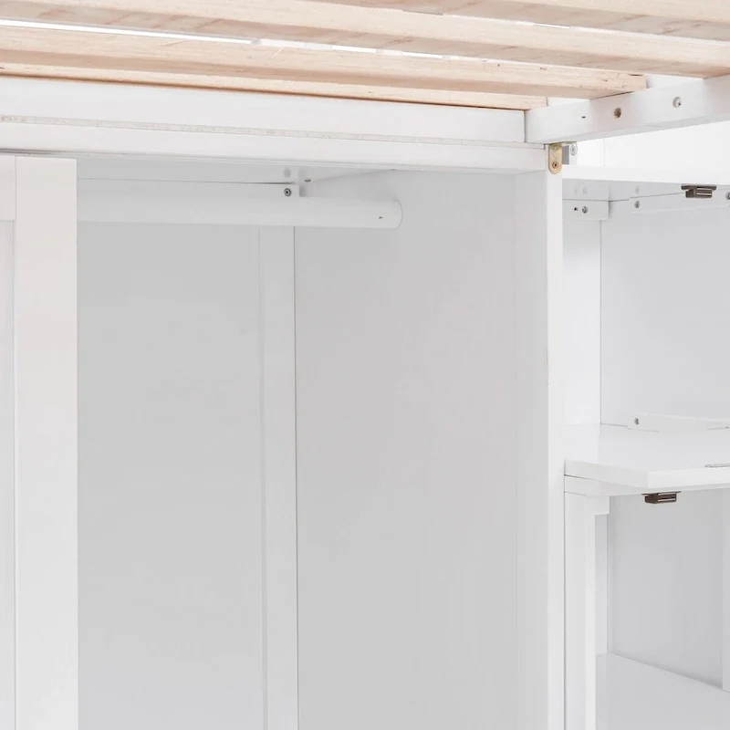 Double Twin Loft Beds with Wardrobes and Staircase