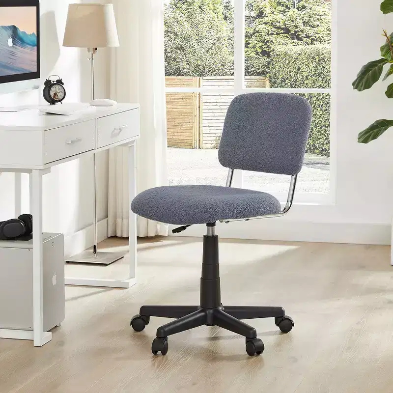 White Faux Fur Armless Swivel Chair for 1
