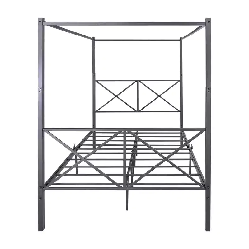 Full Size Metal Canopy Bed Frame - Sturdy Steel Construction with Under-Bed Storage