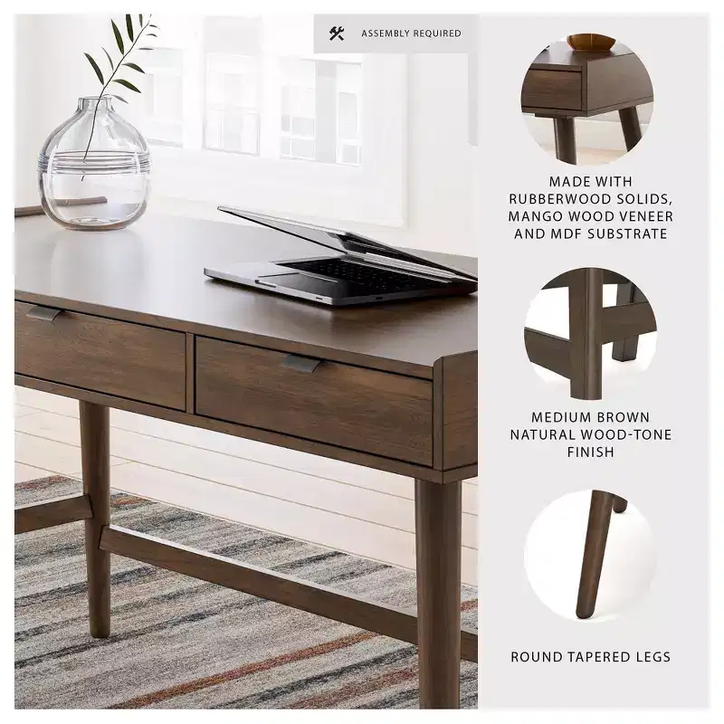 Signature Design by Ashley Lyncott 60 Mid-Century Home Office Desk, Brown