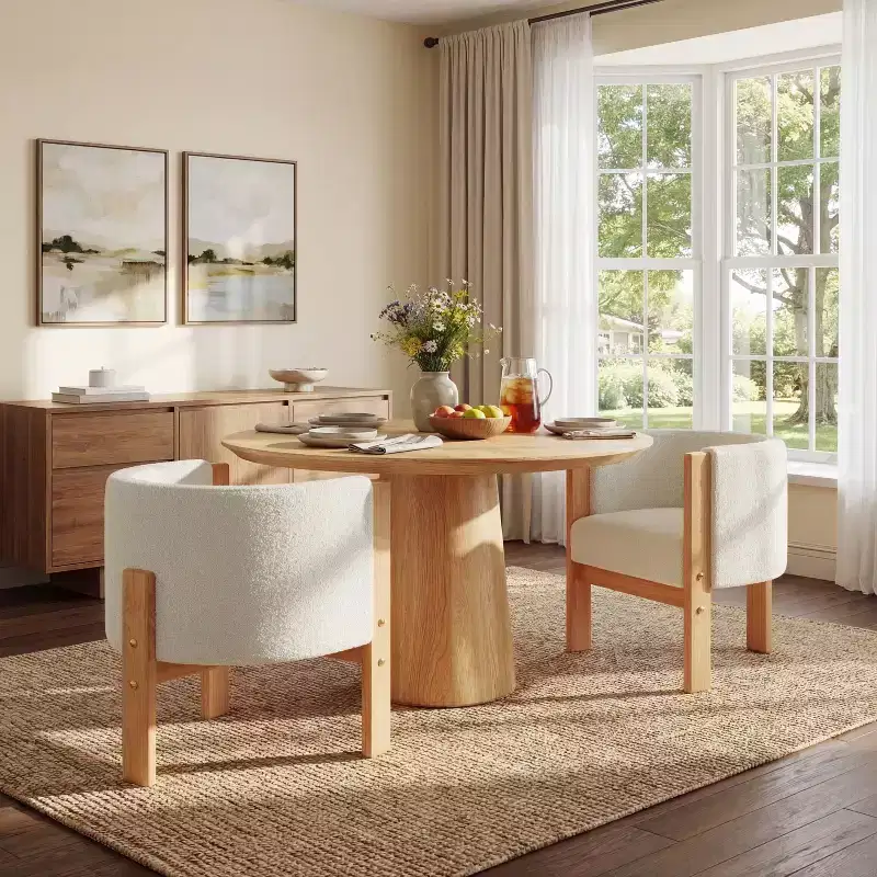Christopher Knight Home Zoe Modern Boucle Upholstered Dining Chairs with Barrel Back (Set of 2)