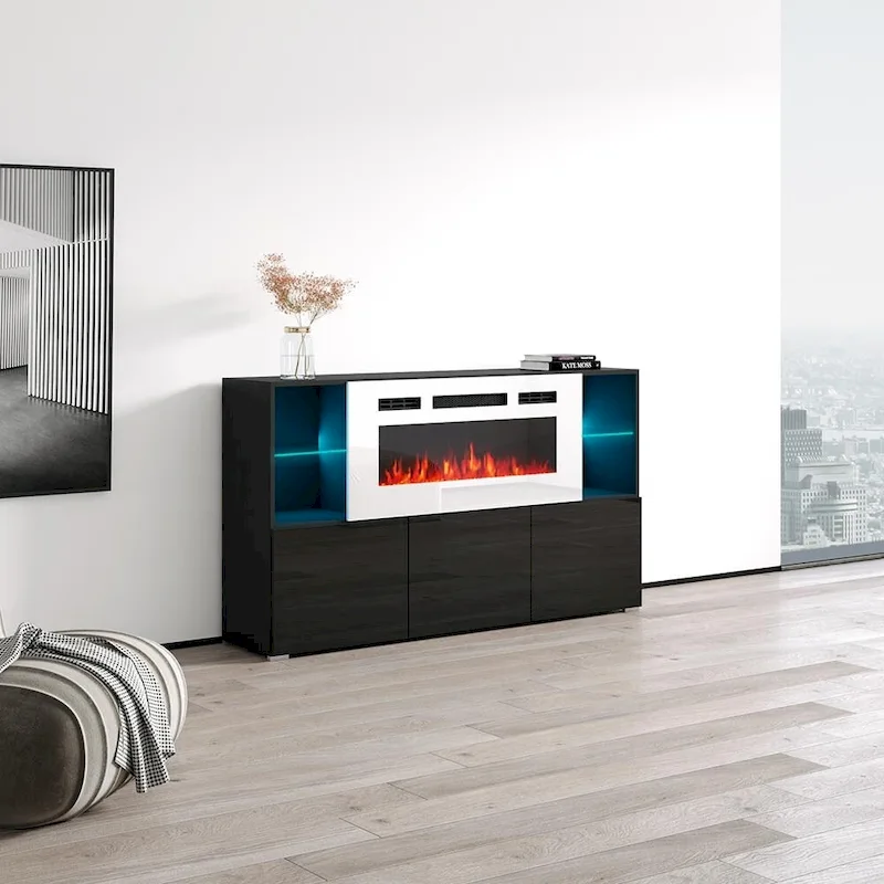 Komi WH03 63-inch Modern Electric Fireplace Sideboard