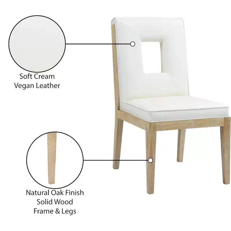 Meridian Furniture,Gwendolyn Vegan Leather Dining Side Chair, Set of 2