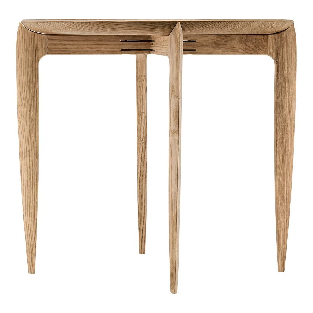 Scandinavian Molded Veneer Foldable Tray Table with Elegant Slim Profile for Living Room