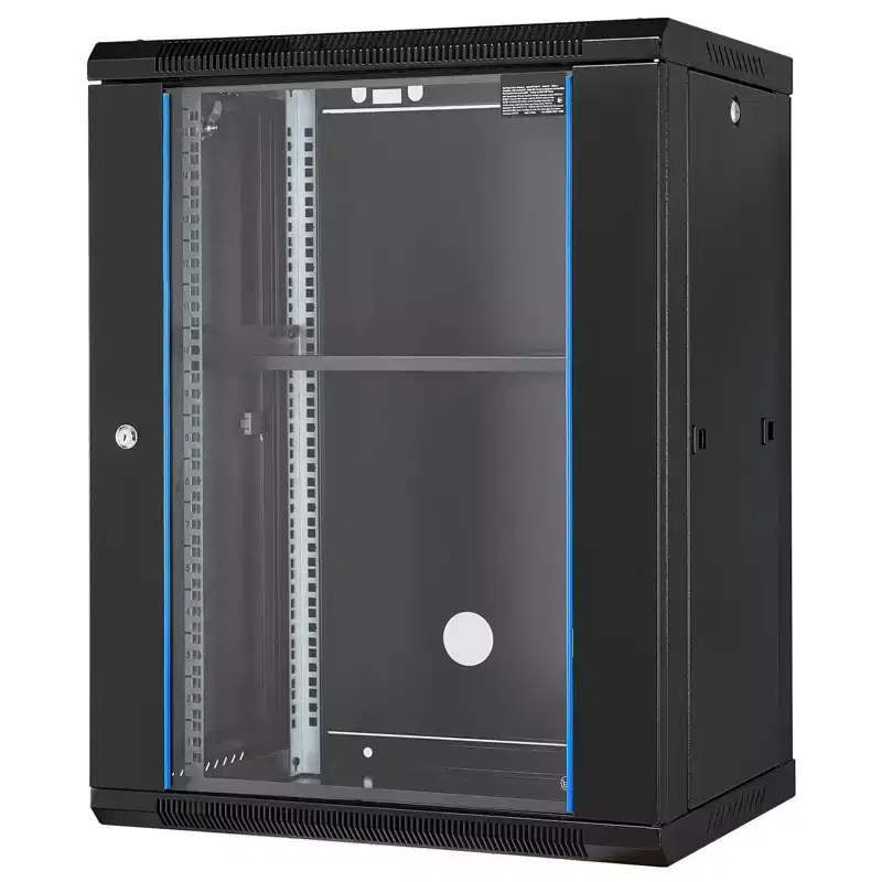 VEVOR 15U Wall Mount Network Cabinet, 500 lbs Max. Ground Load Capacity, Server Rack Cabinet Enclosure with Locking Tempered Glass Door, Side Panels