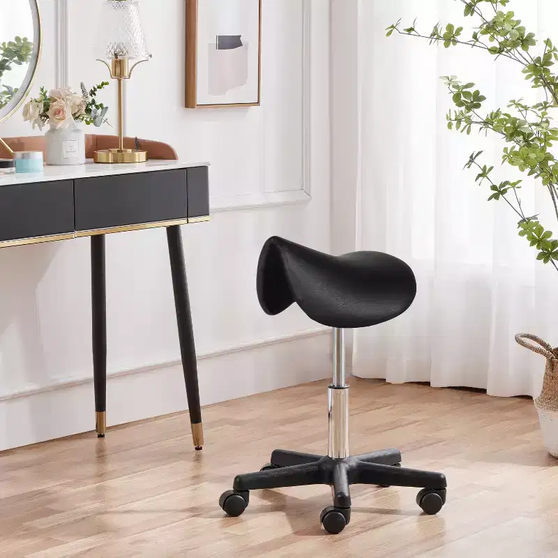 Rolling Saddle Stool Hydraulic Adjustable Salon Chair