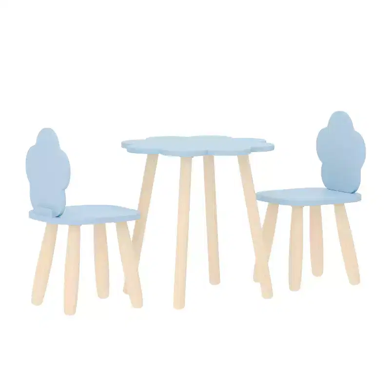 Buzz & Bloom Kids 3-Piece Wood Cloud-Shaped Table and Chairs Set