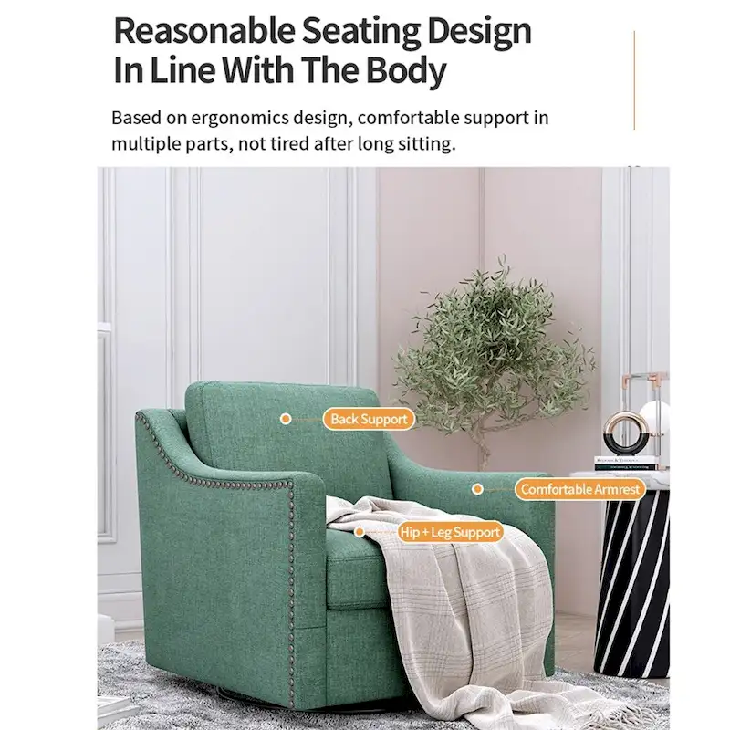 Swivel Linen Blend Modern Soft Velvet Material Ergonomics Accent Chair