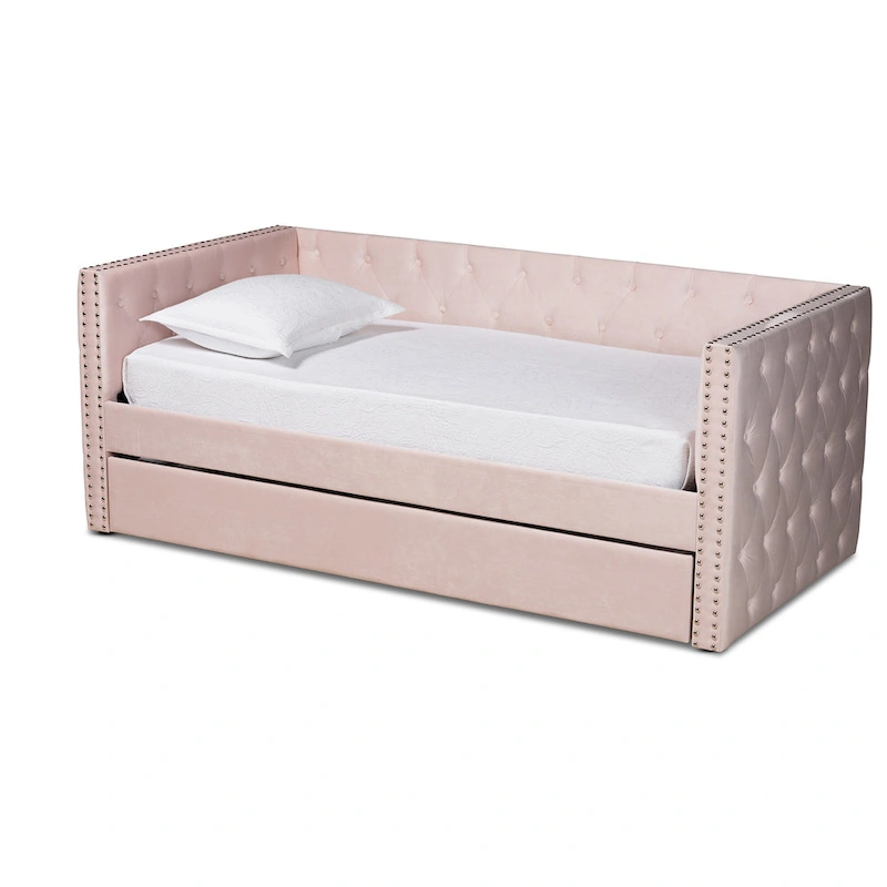 Larkin Modern Velvet Fabric Upholstered Daybed with Trundle