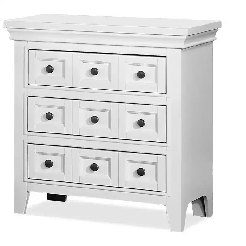 Transitional Style White Color Solid wood 1pc Nightstand Only Bedroom Furniture Bedside Table Round Knobs 3-Drawers Nightstand