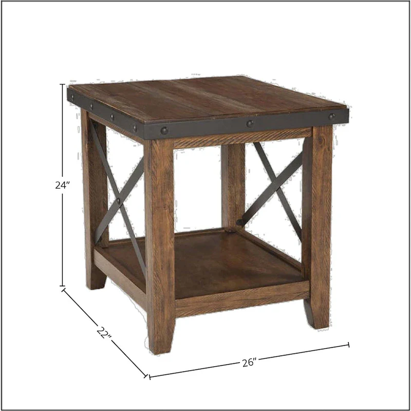 Canyon Brown Wood Top Rustic End Table, 1-Piece