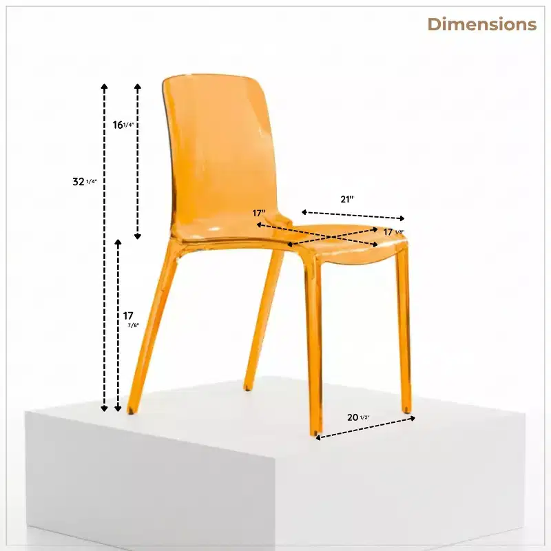 Clear Acrylic Dining Chair Set of 2 Stackable Waterfall Edge Lightweight 275 lbs