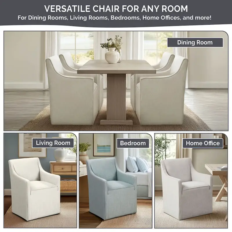 Madison Park Charlotte Dining Arm Chair with Casters