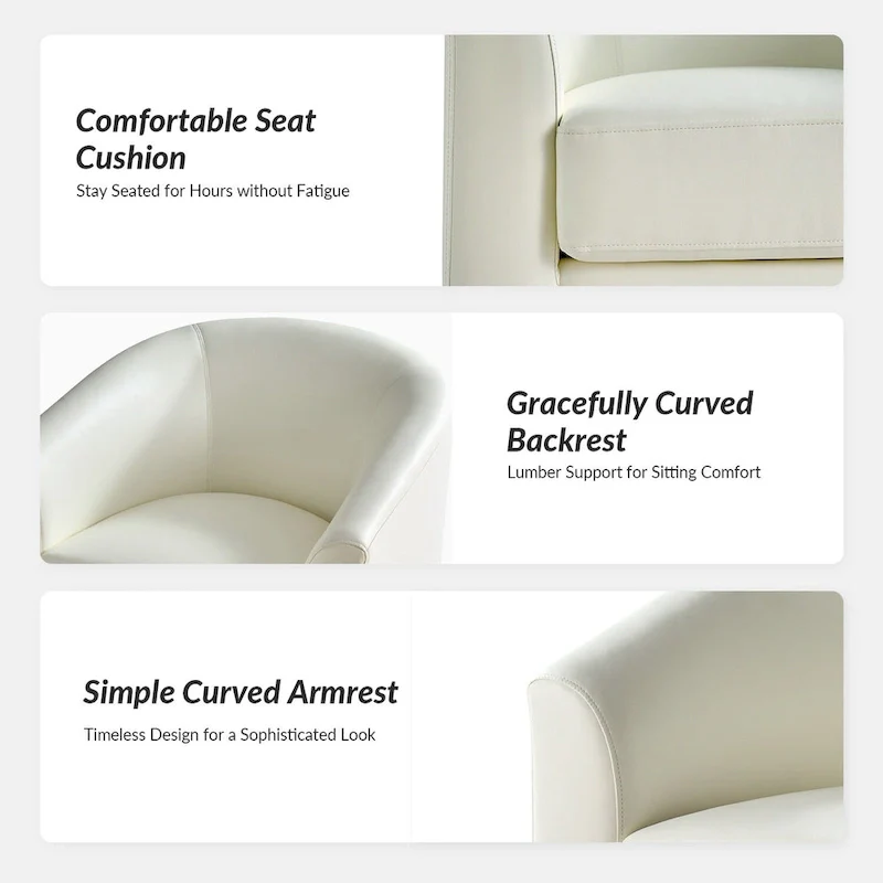Haley Modern Swivel Barrel Faux Leather Chair with Solid Wood Base Set of 2