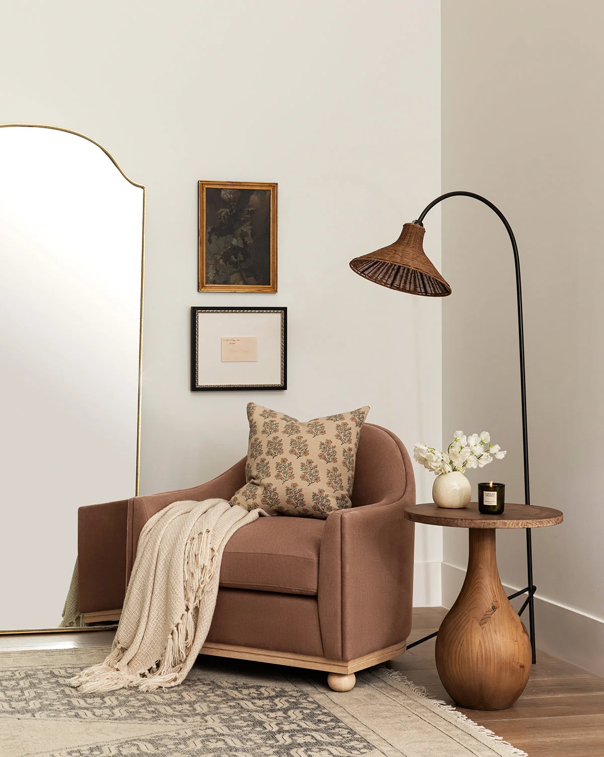 Luxurious Down & Feather Lounge Chair with Bench-Made Frame & Bun Feet for Living Room
