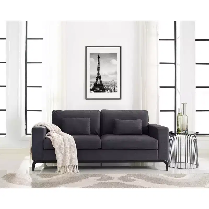 Wallace Accent Table Black - Finch: Modern Geometric Metal Legs, Powder-Coated Iron Frame, No Assembly Required
