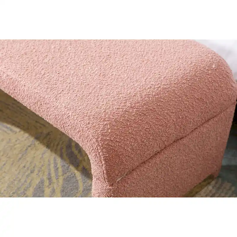 New Boucle Fabric Ottoman Footstool Bedroom Bench Shoe Bench With Gold Metal Legs