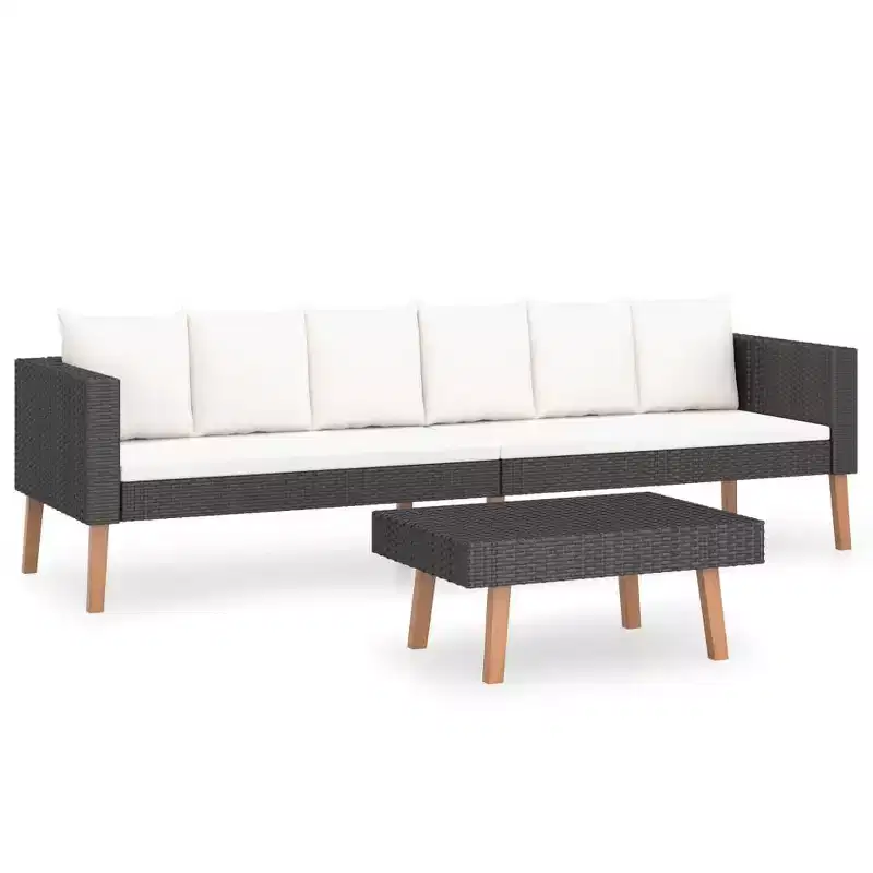 vidaXL Patio Sofa Set Sectional Sofa Outdoor with Cushions Poly Rattan