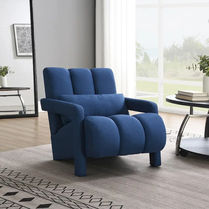 Modern Upholstered accent chair, Comfortable Linen Fabric with a pillow for Living room,bedroo,mLinen