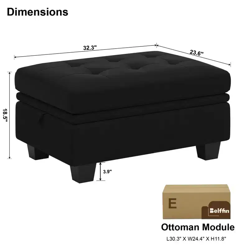 Belffin Modular Velvet Tufted Small Ottoman