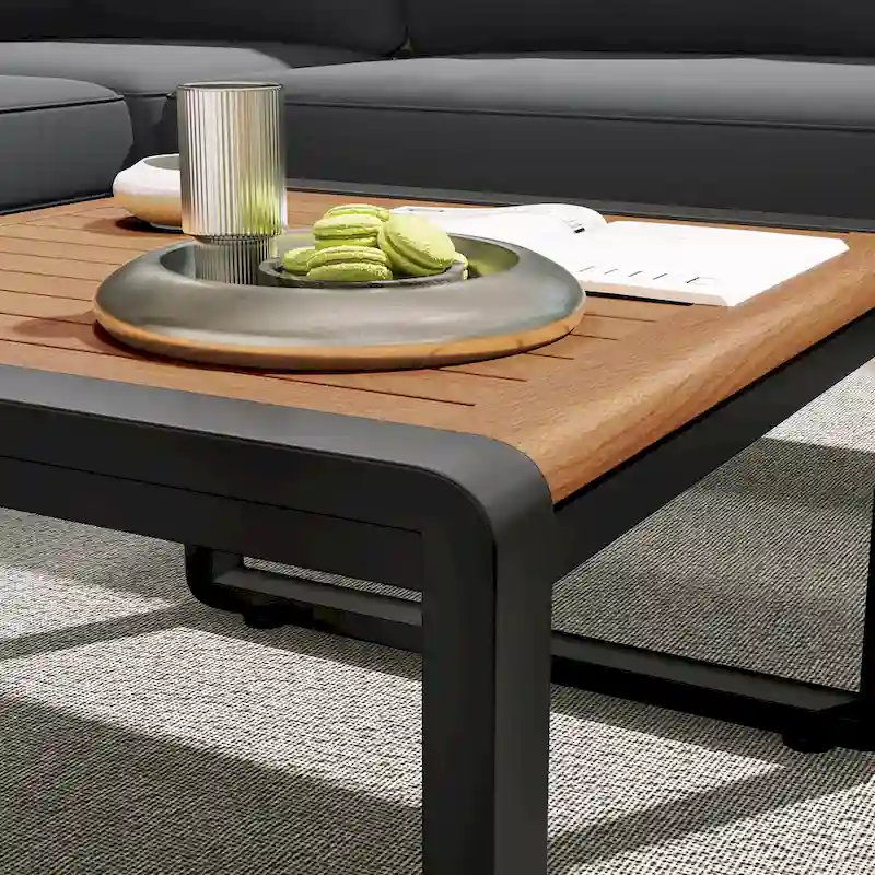 4-Pieces Patio L-shaped Conservation Sofa Set with Coffee Tables