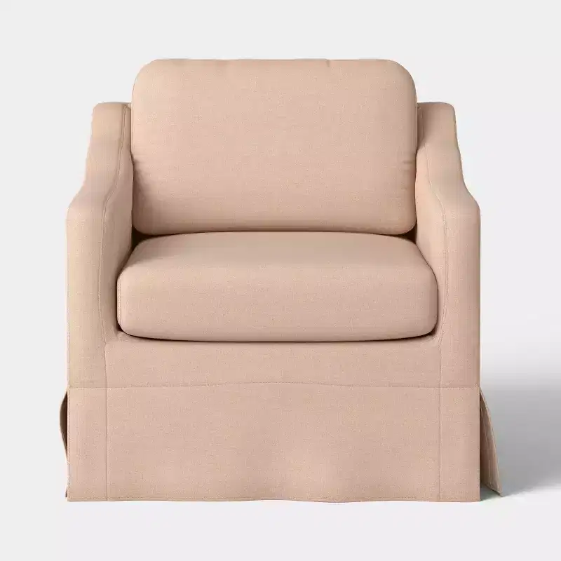 Detailed Slope Arm Slipcover Swivel Accent Chair Performance Fabric Blush - Threshold™ designed with Studio McGee; Assembly Required