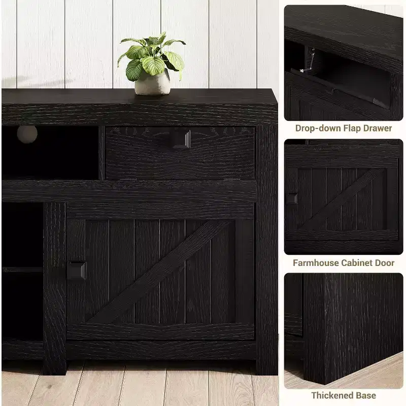Wood Farmhouse TV Cabinet with 2 Drawers & 2 Cabinets