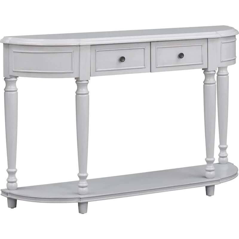 Retro Circular Curved Design Console Table with Open Style Shelf