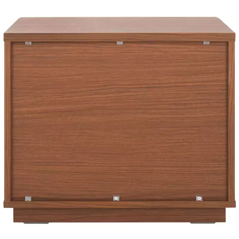 2-Drawer Nightstand with Reeded Wood Detail & Tapered Legs, Walnut Finish