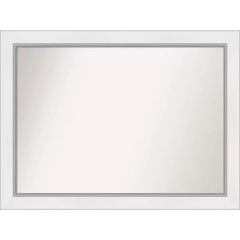 44 x 33 Non-Beveled Eva Bathroom Wall Mirror White - Amanti Art: Modern Rectangle, Polystyrene Frame