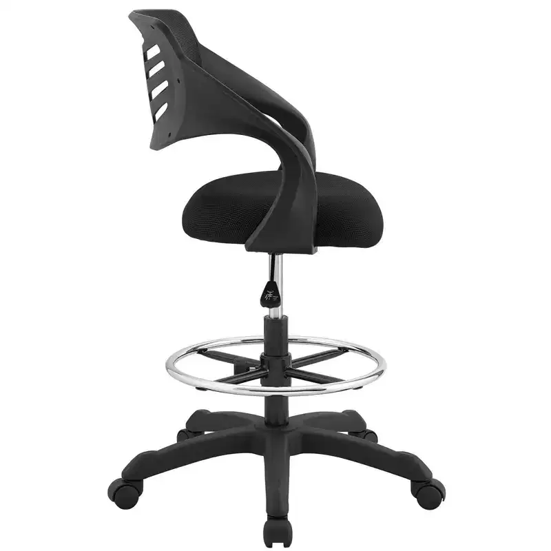 Mesh Drafting Chair with Built-in Footrest, Adjustable Height and Rolling Casters