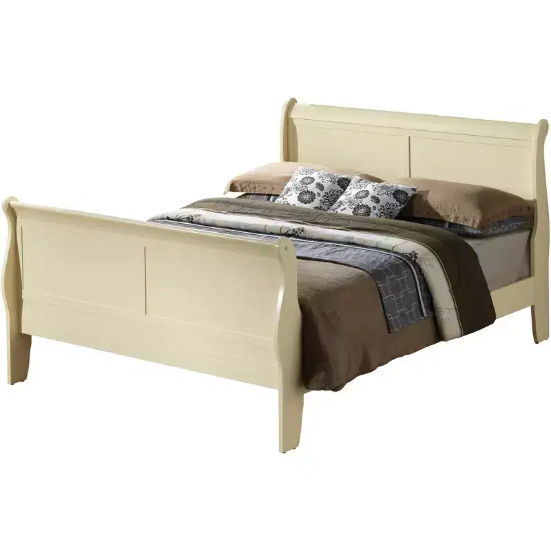 Passion Furniture Louis Philippe Full Sleigh Bed with High Footboard