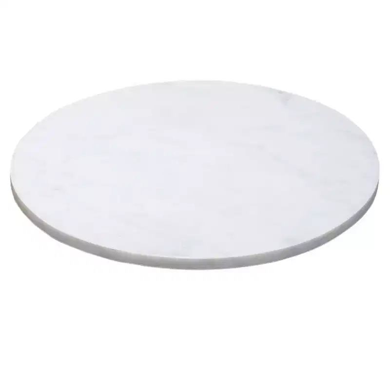 Royal Hampton 20.5 Inch Accent Side Table Round White Marble Top | Hammered Pedestal Base