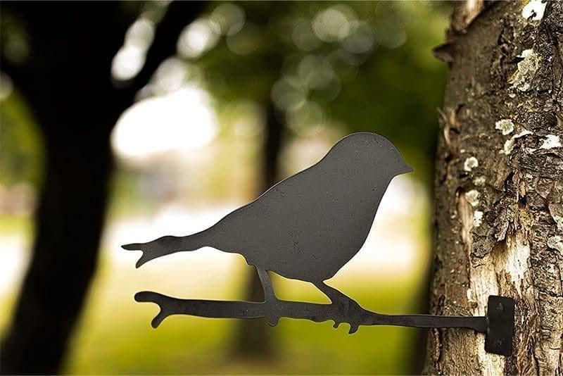 Single Bird Silhouette Tree Decoration Metal Garden Wall Art