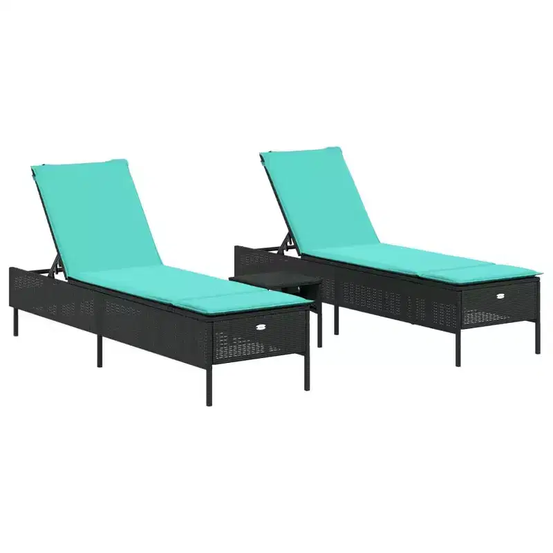 vidaXL Patio Sun Lounger Set PE rattan Extra Long Removable Covers