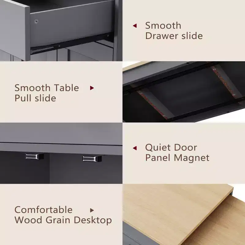 Kitchen with Dining Table, Kitchen Table with Outlet,2 Drawers 2 Side Shelves